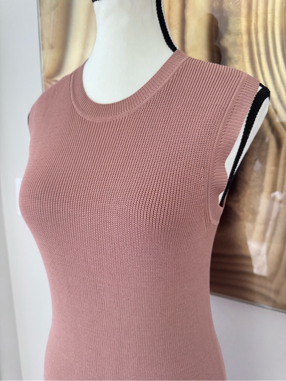 12 STOREEZ Dusty Rose Sleeveless Ribbed Knit Maxi Dress XS Soft Flare Hem - Picture 10 of 14